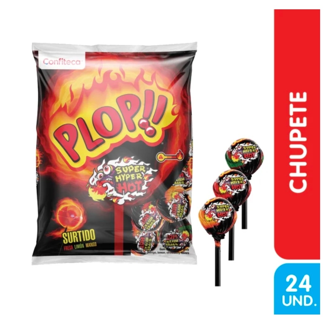 CHUPETES PLOP SÚPER HÍPER ÁCIDO 24 UND