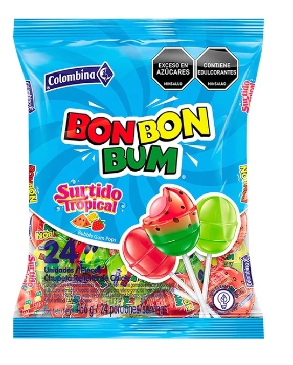 CHUPETES BON BUM SURT/TOPICAL 24UND
