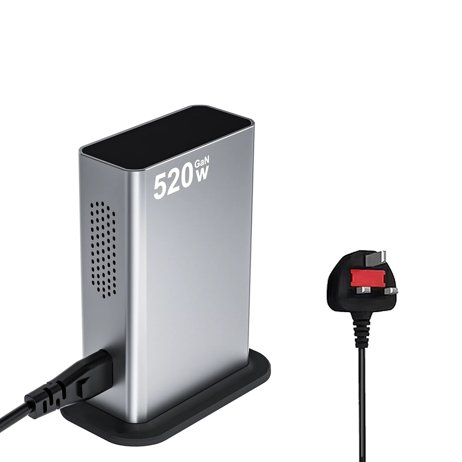 Estación de Carga Multipuerto 4C4A de 520W Súper Rápida para Laptop Apple iPhone16 15 14 Android Tipo C con Adaptador de Corriente PD 100W Plata